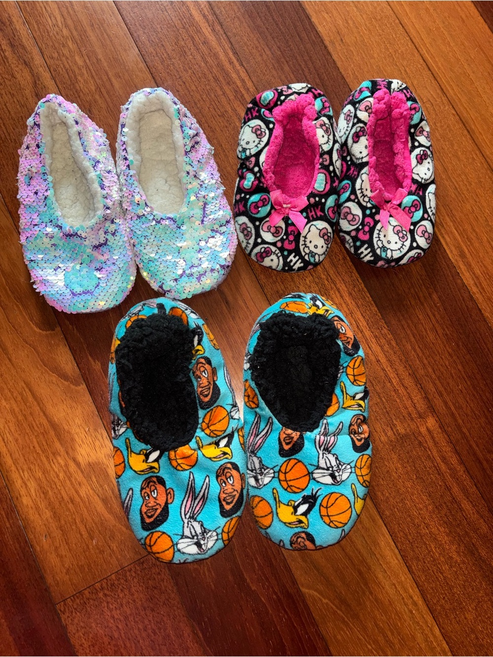 Hello Kitty Black and Pink Kids Plush One-Piece Slippers